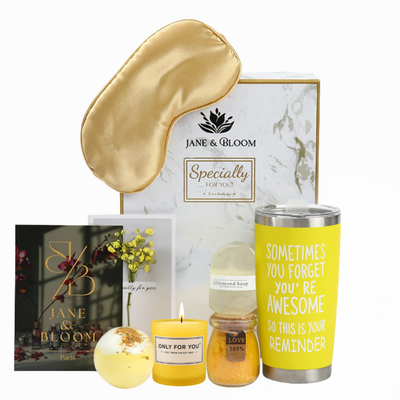 Sun-Kissed Moments Bath Gift Set – 6Pc Spa Kit with Candle, Mug & More