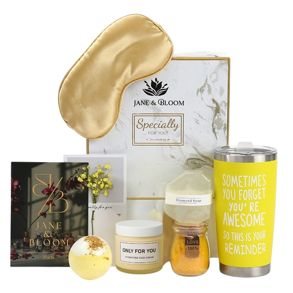 Sun-Kissed Moments Bath Gift Set – 6Pc Spa Kit with Candle, Mug & More