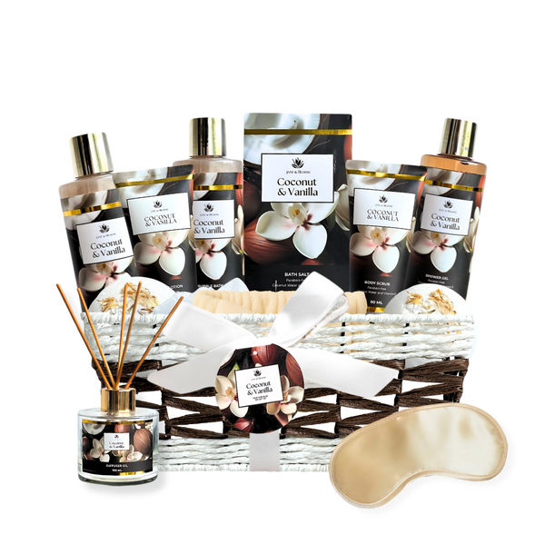Coconut & Vanilla Basket – Luxurious Bath & Body Gift Basket